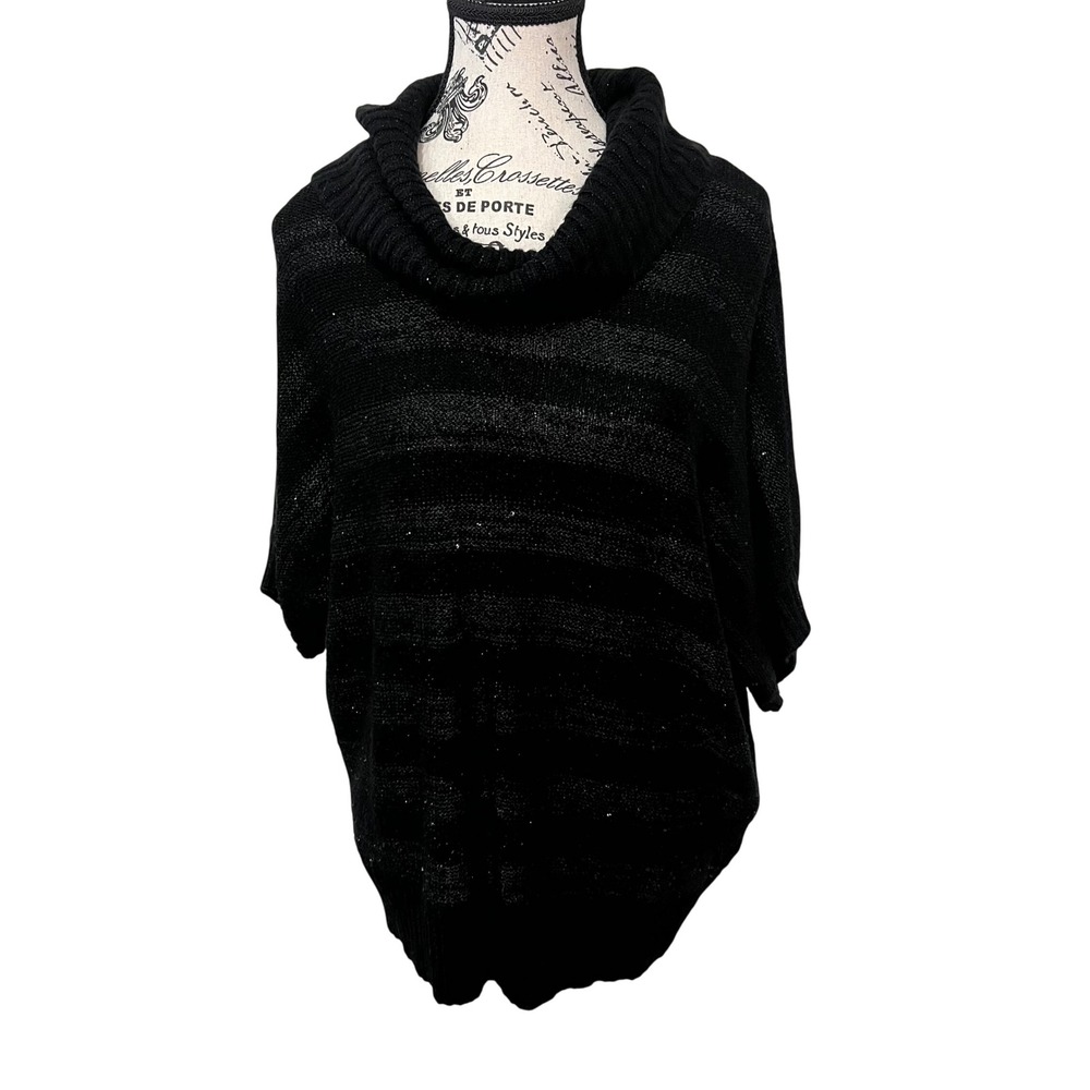 ALYX Woman Cowl Neck Poncho‎ Sweater Sparkle Knit Top Oversized 1X